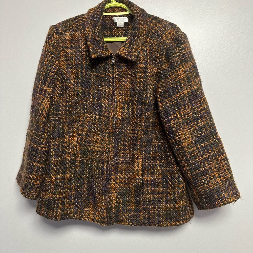 Christopher & Banks Brown Tweed Blazer with Boxy Silhouette